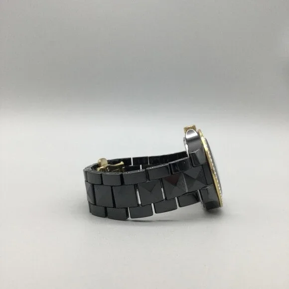 Isaac Mizrahi Live Womens Watch 36mm Black Dial Gold Tone New Battery 6.75" - Picture 9 of 14